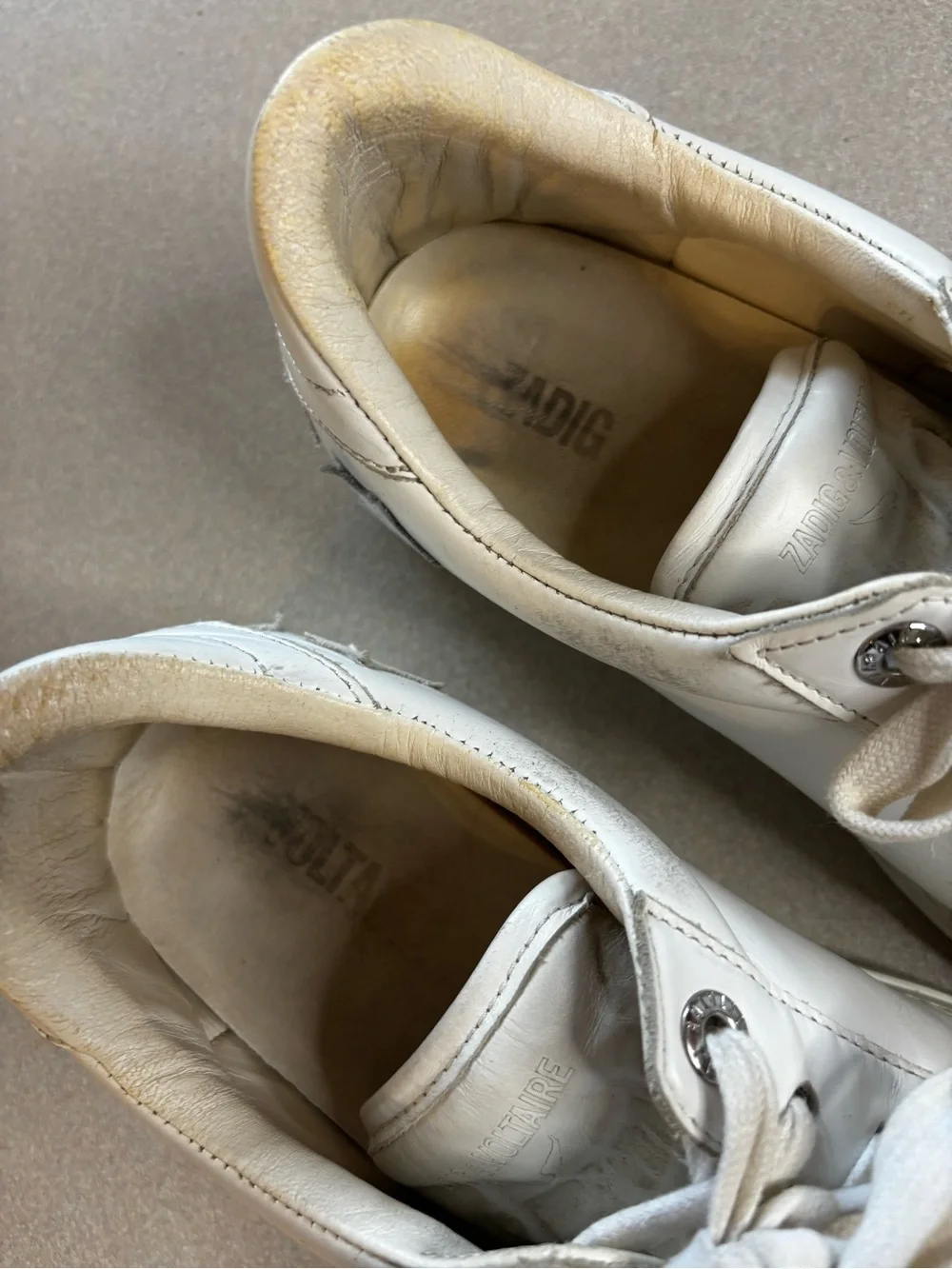 Zadig & Voltaire White Leather Star Sneakers